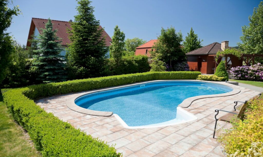 Pool in a backyard