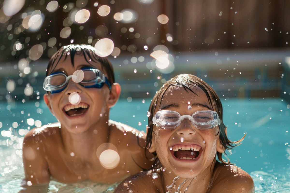 Children playing in a pool